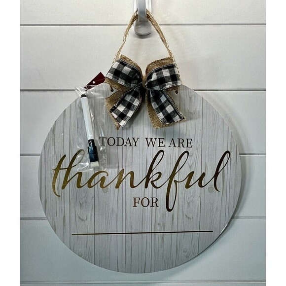 Today We Are Thankful For Dry Erase Board With Buffalo Check Burlap Bow New - Picture 5 of 13
